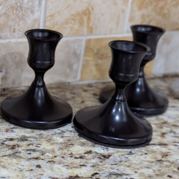 matte black metal candle stick taper holders - Picture 1 of 4
